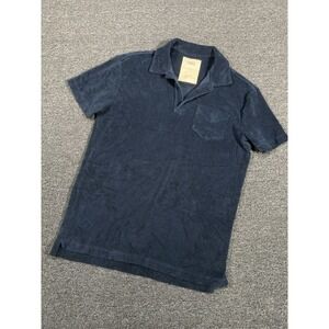 OAS Mens 100% Soft Terry Cotton Blue Short Sleeve Polo Shirt Size Small